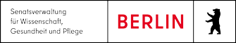 Schriftzug: Senatsverwaltung für Wissenschaft, Gesundheit und Pflege, Schriftzug: BERLIN, Illustration: Berliner Bär