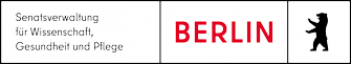Schriftzug: Senatsverwaltung für Wissenschaft, Gesundheit und Pflege, Schriftzug: BERLIN, Illustration: Berliner Bär