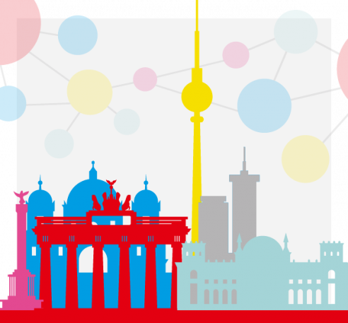 Illustrationen Berliner Wahrzeichen wie Siegessäule, Fernsehturm, Brandenburger Tor und Reichstag
