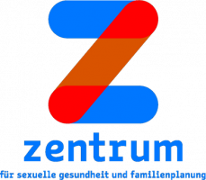 Logo des Zentrum für sexuelle Gesundheit und Familienplanung, Zentrum-Schriftzug und ein großes blau-rotes Z